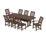 Martha Stewart by POLYWOOD Chinoiserie 9-Piece Dining Set with Trestle Legs in Mahogany