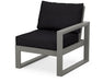 POLYWOOD® EDGE Modular Right Arm Chair in Slate Grey with Midnight Linen fabric