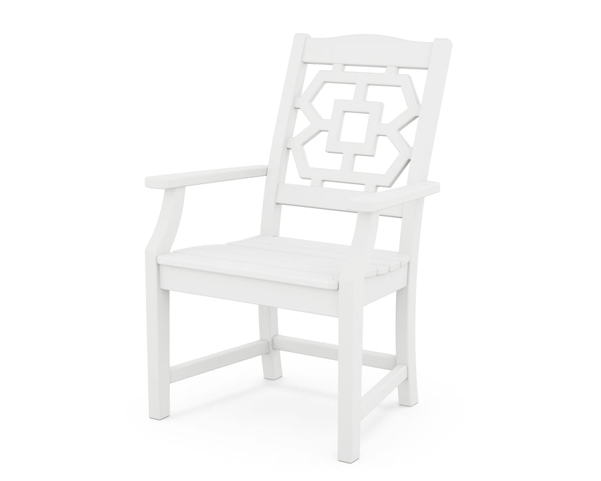 Martha Stewart by POLYWOOD Chinoiserie Dining Arm Chair in White