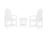 POLYWOOD® Classic 3-Piece Upright Adirondack Chair Set in White