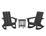 POLYWOOD Modern 3-Piece Adirondack Rocking Chair Set in Black