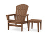 POLYWOOD® Nautical Grand Upright Adirondack Chair with Side Table in Teak