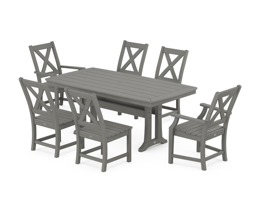 POLYWOOD Braxton 7-Piece Dining Set with Trestle Legs in Slate Grey