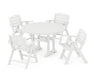 POLYWOOD Nautical Lowback 5-Piece Round Dining Set With Trestle Legs in White