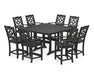 Martha Stewart by POLYWOOD Chinoiserie 9-Piece Square Counter Set with Trestle Legs in Black