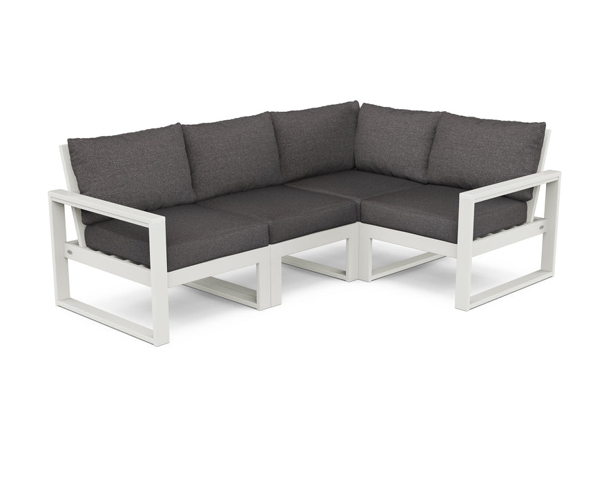 POLYWOOD EDGE 4-Piece Modular Deep Seating Set in Vintage White with Ash Charcoal fabric