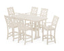 Martha Stewart by POLYWOOD Chinoiserie Arm Chair 7-Piece Bar Set with Trestle Legs in Sand