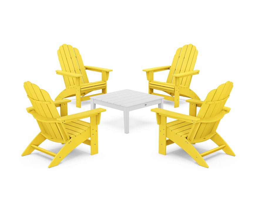 POLYWOOD® 5-Piece Vineyard Grand Adirondack Chair Conversation Group in Lime / White