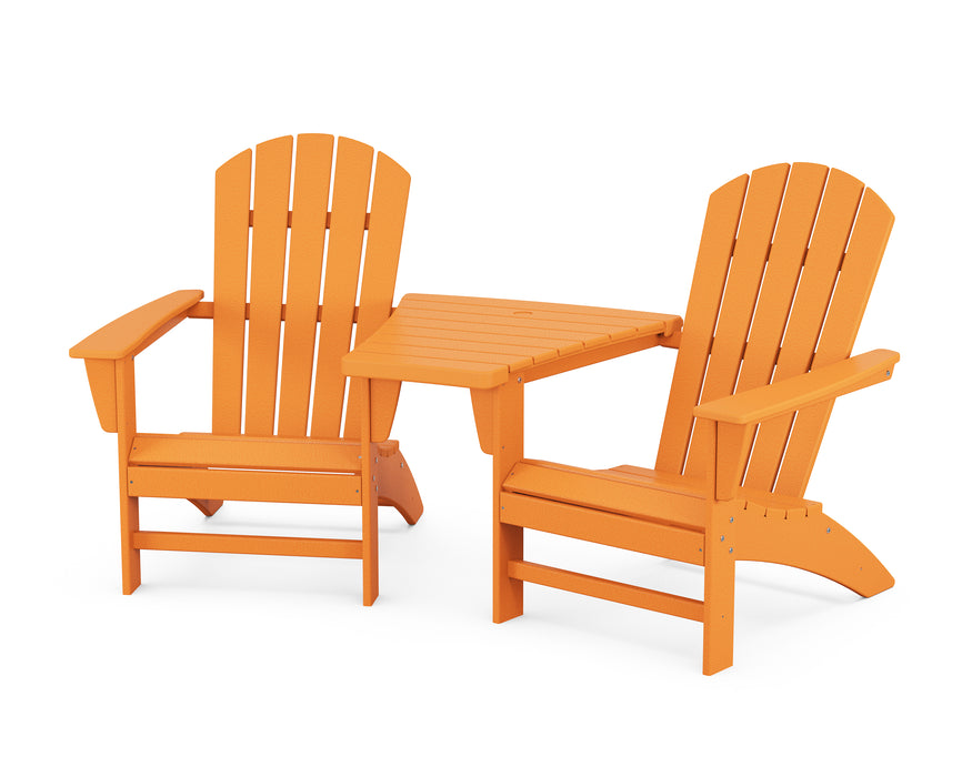 POLYWOOD Nautical 3-Piece Adirondack Set with Angled Connecting Table in Tangerine