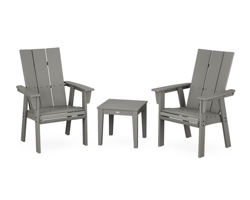 POLYWOOD® Modern 3-Piece Curveback Upright Adirondack Chair Set in Black