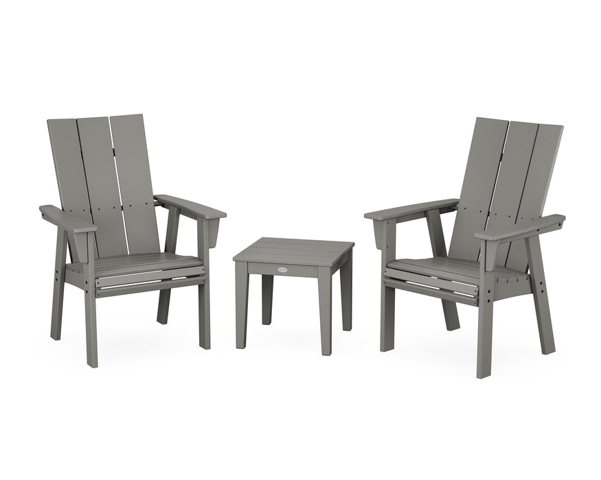 POLYWOOD® Modern 3-Piece Curveback Upright Adirondack Chair Set in Black