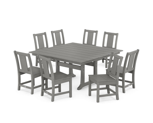 POLYWOOD® Prairie Side Chair 9-Piece Square Farmhouse Dining Set with Trestle Legs in Black