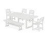 POLYWOOD La Casa Café 6-Piece Dining Set with Bench in White
