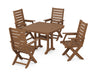 POLYWOOD Captain 5-Piece Dining Set with Trestle Legs in Teak