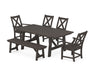 POLYWOOD® Braxton 6-Piece Rustic Farmhouse Dining Set With Trestle Legs in Vintage Coffee