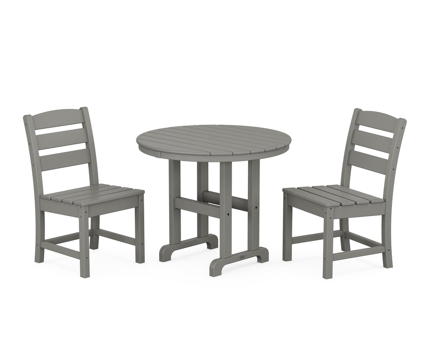 POLYWOOD® Lakeside Side Chair 3-Piece Round Dining Set in Slate Grey