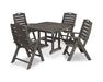 POLYWOOD® Nautical Highback Chair 5-Piece Dining Set in Vintage Coffee