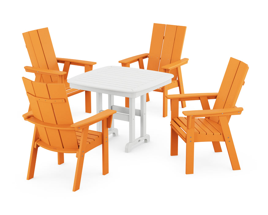 POLYWOOD Modern Curveback Adirondack 5-Piece Dining Set in Tangerine