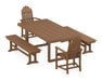POLYWOOD Classic Adirondack 5-Piece Dining Set with Benches in Teak