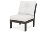POLYWOOD Vineyard Modular Armless Chair in Vintage Coffee with Natural Linen fabric