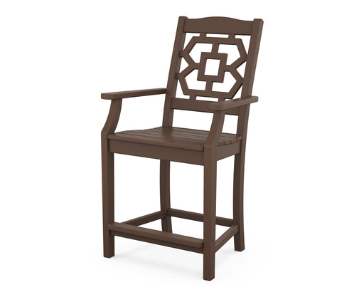 Martha Stewart by POLYWOOD Chinoiserie Counter Arm Chair in Mahogany