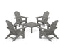 POLYWOOD® 5-Piece Vineyard Grand Adirondack Chair Conversation Group in Slate Grey