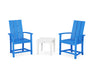 POLYWOOD® Modern 3-Piece Upright Adirondack Chair Set in Pacific Blue / White