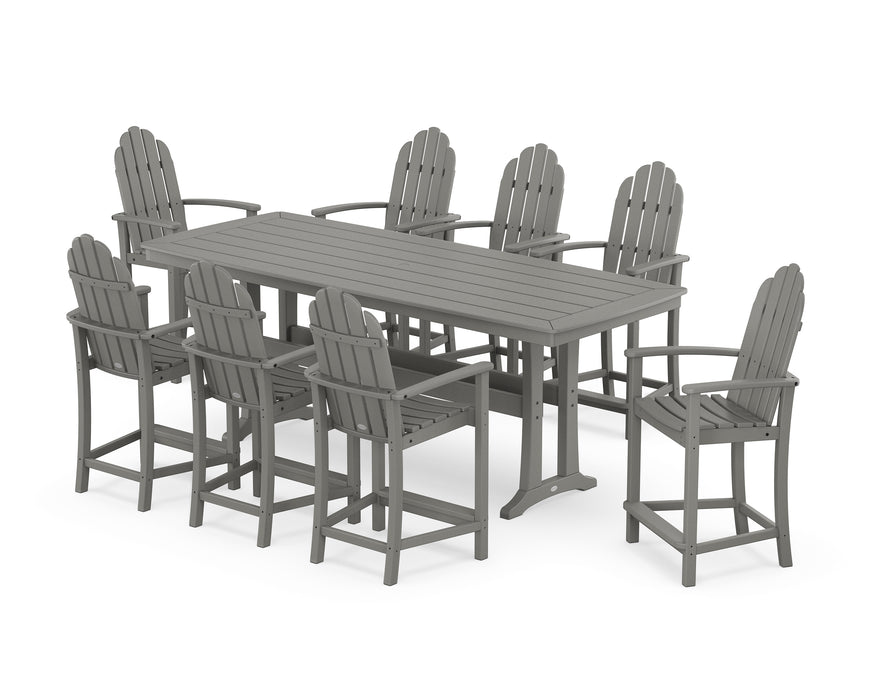 POLYWOOD® Classic Adirondack 9-Piece Counter Set with Trestle Legs in Slate Grey