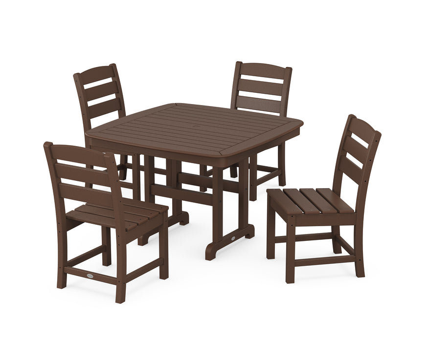 POLYWOOD Lakeside Side Chair 5-Piece Dining Set with Trestle Legs in Mahogany