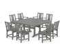 POLYWOOD® Prairie 9-Piece Square Farmhouse Dining Set with Trestle Legs in Slate Grey