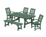 Martha Stewart by POLYWOOD Chinoiserie 6-Piece Rustic Farmhouse Dining Set with Bench in Green