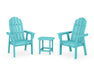 POLYWOOD® Vineyard 3-Piece Curveback Upright Adirondack Chair Set in Aruba