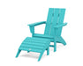 POLYWOOD Modern Adirondack Chair 2-Piece Set with Ottoman in Sand