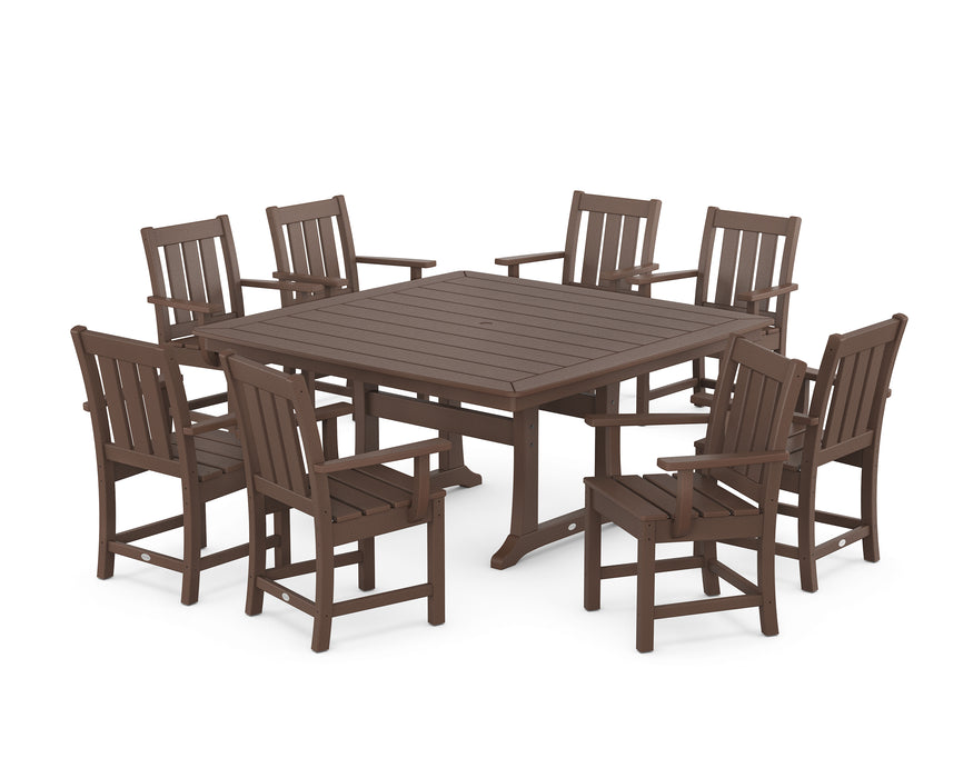 POLYWOOD® Oxford 9-Piece Square Dining Set with Trestle Legs in Mahogany