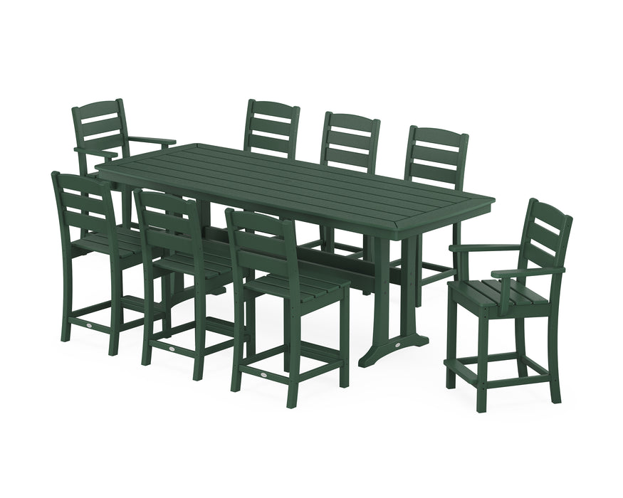 POLYWOOD® Lakeside 9-Piece Counter Set with Trestle Legs in Mahogany