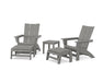 POLYWOOD® 5-Piece Modern Grand Adirondack Set with Ottomans and Side Table in Slate Grey