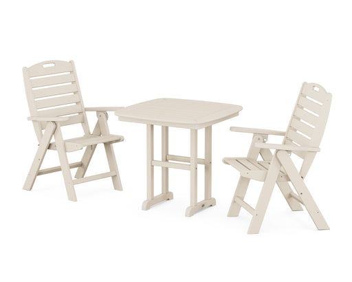 POLYWOOD Nautical Highback Chair 3-Piece Dining Set in Sand