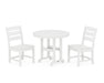 POLYWOOD® Lakeside Side Chair 3-Piece Round Dining Set in White