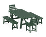 POLYWOOD Lakeside 5-Piece Rustic Farmhouse Dining Set With Trestle Legs in Green