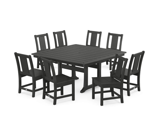 POLYWOOD® Prairie Side Chair 9-Piece Square Dining Set with Trestle Legs in Green