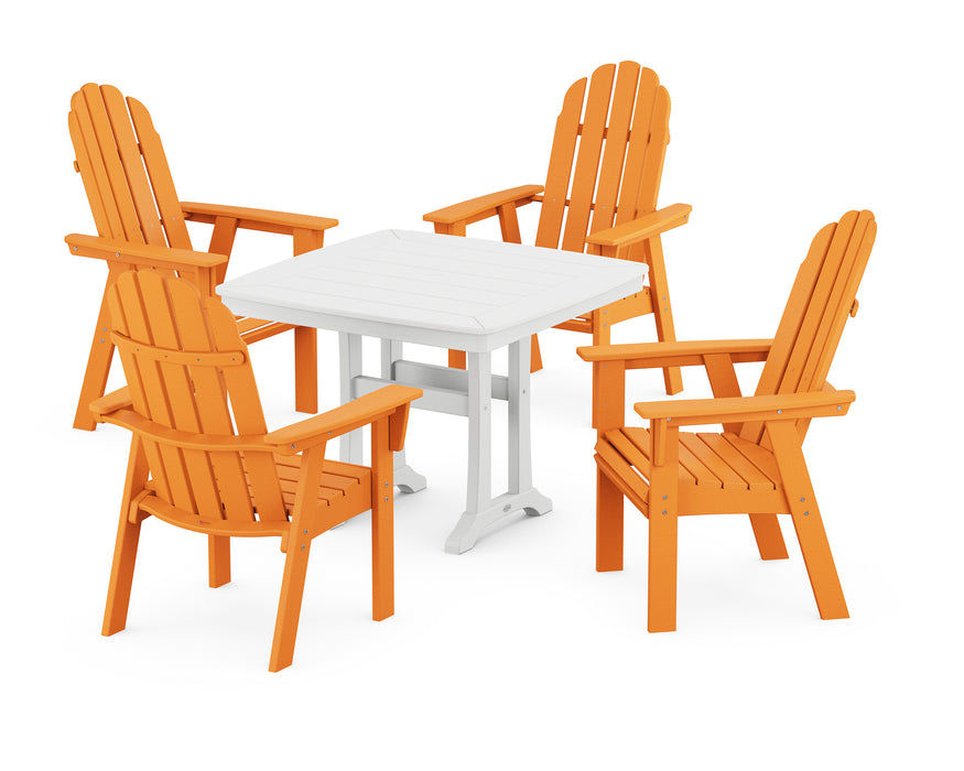 POLYWOOD Vineyard Adirondack 5-Piece Dining Set with Trestle Legs in Tangerine