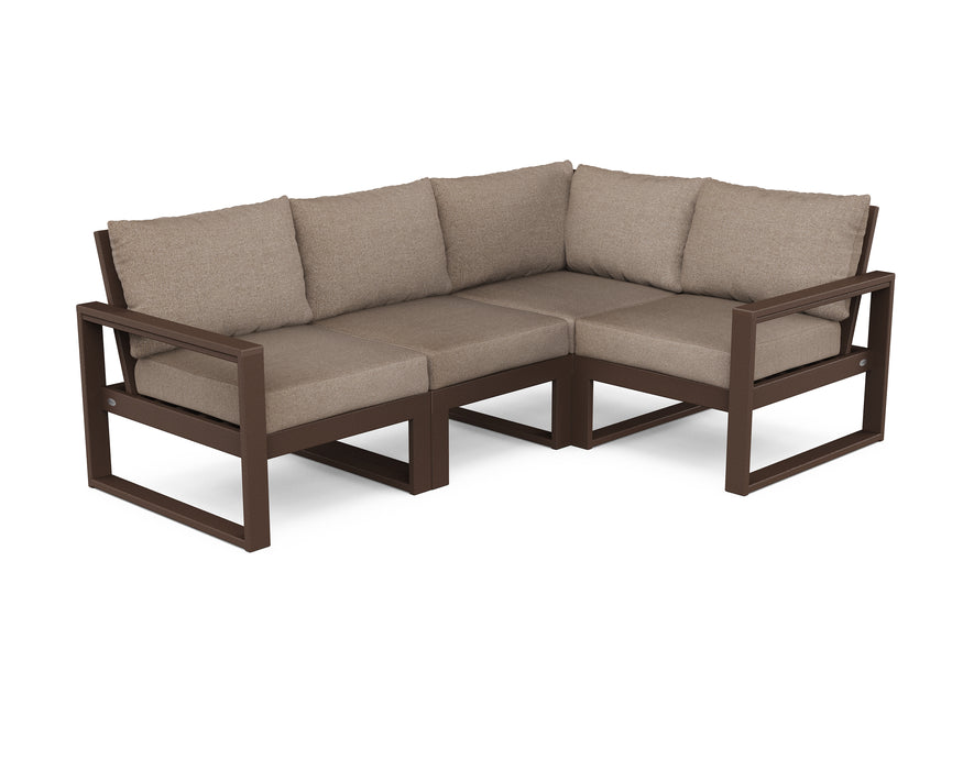 POLYWOOD EDGE 4-Piece Modular Deep Seating Set in Mahogany with Spiced Burlap fabric