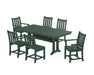 POLYWOOD Traditional Garden 7-Piece Farmhouse Dining Set With Trestle Legs in Green