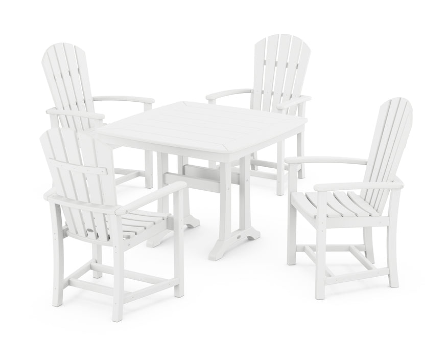 POLYWOOD Palm Coast 5-Piece Dining Set with Trestle Legs in White