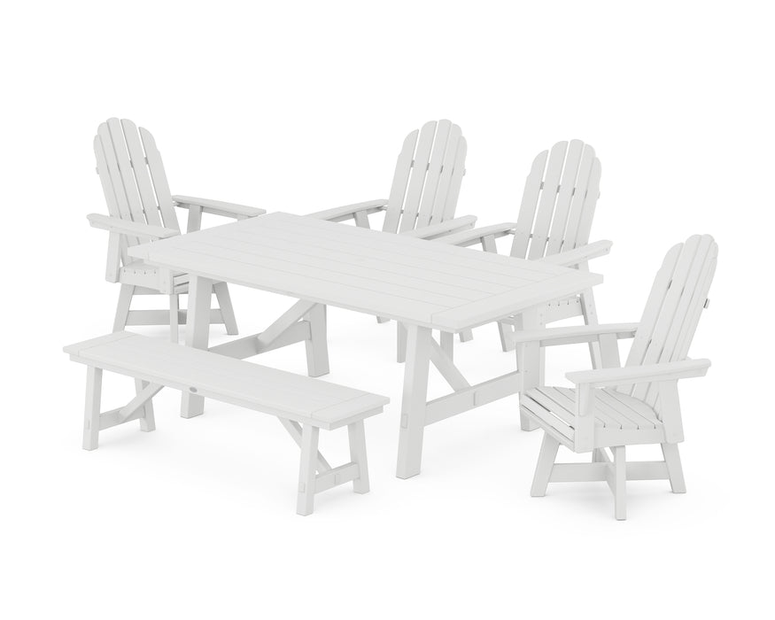 POLYWOOD Vineyard Adirondack 6-Piece Rustic Farmhouse Dining Set With Trestle Legs in White