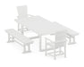 POLYWOOD Quattro 5-Piece Dining Set with Benches in White