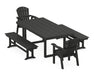 POLYWOOD Seashell 5-Piece Dining Set with Benches in Black