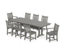 POLYWOOD Traditional Garden 9-Piece Farmhouse Dining Set with Trestle Legs in Slate Grey