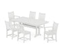 POLYWOOD Traditional Garden 7-Piece Farmhouse Dining Set With Trestle Legs in White