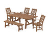 Martha Stewart by POLYWOOD Chinoiserie 6-Piece Rustic Farmhouse Dining Set with Bench in Teak